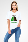 Sigarayı Bırakma Günü Baskılı Beyaz Unisex V Yaka Tişört - Tshirt