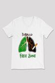 Sigarayı Bırakma Günü Baskılı Beyaz Unisex V Yaka Tişört - Tshirt
