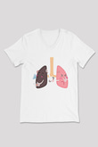 Sigarayı Bırakma Günü Baskılı Beyaz Unisex V Yaka Tişört - Tshirt