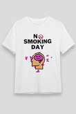 Sigarayı Bırakma Günü Baskılı Unisex Beyaz Tişört - Tshirt