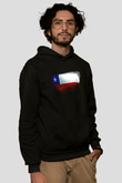 Şili - Chile Bayrağı Baskılı Unisex Siyah Kapüşonlu Sweatshirt