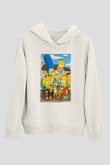 Simpsons Beyaz Unisex Kapşonlu Sweatshirt