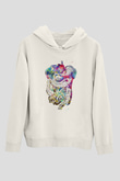 Sindirim Sistemi Renkli Baskılı Unisex Ekru Hoodie