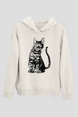 Siyah KediBeyaz  Unisex Hoodie