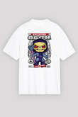 Skeletor Baskılı Unisex Beyaz Oversize Tişört