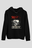 Skid Row Baskılı Unisex Siyah Kapüşonlu Sweatshirt