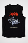 Skid Row Baskılı Unisex Siyah Kolsuz Tişört - Tshirt