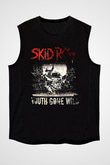 Skid Row Baskılı Unisex Siyah Kolsuz Tişört - Tshirt