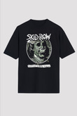 Skid Row Baskılı Unisex Siyah Oversize Tişört - Tshirt