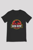 Skid Row Baskılı Unisex Siyah V Yaka Tişört - Tshirt