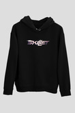 Skillet Baskılı Unisex Siyah Kapüşonlu Sweatshirt