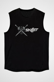 Skillet Baskılı Unisex Siyah Kolsuz Tişört - Tshirt
