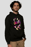 Skins Baskılı Unisex Siyah Hoodie
