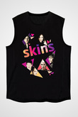 Skins Baskılı Unisex Siyah Kolsuz Tişört - Tshirt