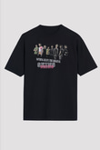 Skins Baskılı Unisex Siyah Oversize Tişört - Tshirt
