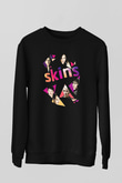 Skins Baskılı Unisex Siyah Sweatshirt
