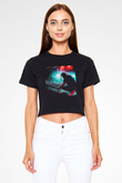Skrillex Siyah Crop Top Tişört
