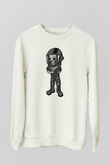 Skull Helmet Baskılı Beyaz Unisex Sweatshirt