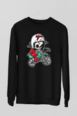Skull Motocrosser Baskılı Siyah Unisex T-Shirt