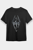 Skyrim Baskılı Unisex Siyah Tişört - Tshirt