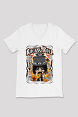 Slash Baskılı Unisex Beyaz V Yaka Tişört