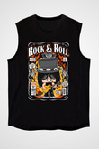 Slash Baskılı Unisex Siyah Kolsuz Tişört