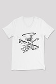 Slash Beyaz Unisex V Yaka Tişört T-Shirt