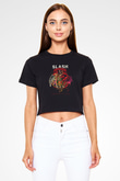 Slash Siyah Crop Top Tişört