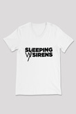Sleeping with Sirens Beyaz Unisex V Yaka Tişört T-Shirt