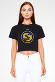 Slowdive Baskılı Siyah Crop Top Kadın Tişört - Tshirt