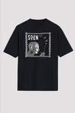 Slowdive Baskılı Unisex Siyah Oversize Tişört - Tshirt