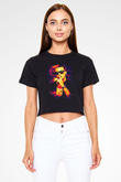 Snake Siyah  Crop Top Tişört