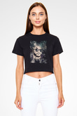 Snake Siyah  Crop Top Tişört