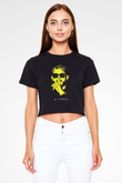Snake Siyah  Crop Top Tişört