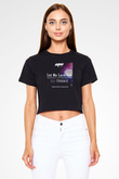 Snake Siyah  Crop Top Tişört