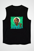 Snoop Dogg Baskılı Unisex Siyah Kolsuz Tişört