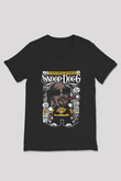 Snop Dog Baskılı Unisex Siyah V Yaka Tişört