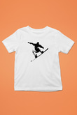 Snowboarding Baskılı Unisex Beyaz Çocuk Tişört - Tshirt