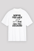 Snowboarding Baskılı Unisex Beyaz Oversize Tişört - Tshirt