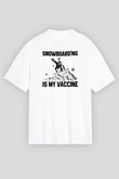 Snowboarding Baskılı Unisex Beyaz Oversize Tişört - Tshirt