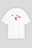 Snowboarding Baskılı Unisex Beyaz Oversize Tişört - Tshirt