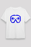 Snowboarding Baskılı Unisex Beyaz Tişört - Tshirt