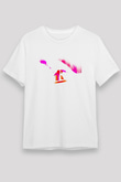 Snowboarding Baskılı Unisex Beyaz Tişört - Tshirt