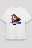 Snowboarding Baskılı Unisex Beyaz Tişört - Tshirt
