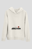 Snowboarding Baskılı Unisex Ekru Hoodie