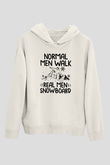 Snowboarding Baskılı Unisex Ekru Hoodie
