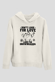 Snowboarding Baskılı Unisex Ekru Hoodie