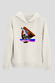 Snowboarding Baskılı Unisex Ekru Hoodie