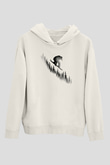 Snowboarding Baskılı Unisex Ekru Hoodie
