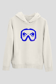 Snowboarding Baskılı Unisex Ekru Hoodie